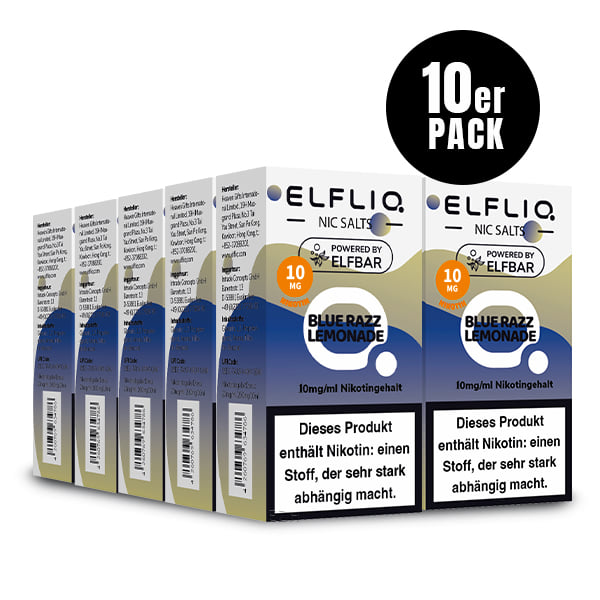 Elfliq Blue Razz Lemonade 10mg - 10x Sparpaket Nikotinsalz Liquid by Elfbar mit 10 Packungen (10er Pack)