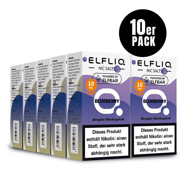 Elfliq Blueberry 10mg - 10x Sparpaket Nikotinsalz Liquid by Elfbar mit 10 Packungen (10er Pack)