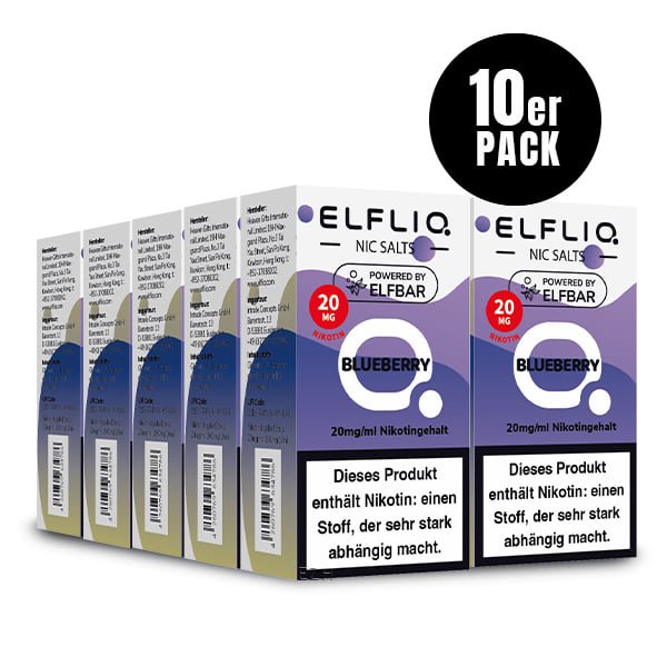 Elfliq Blueberry 20mg - 10x Sparpaket Nikotinsalz Liquid by Elfbar mit 10 Packungen (10er Pack)