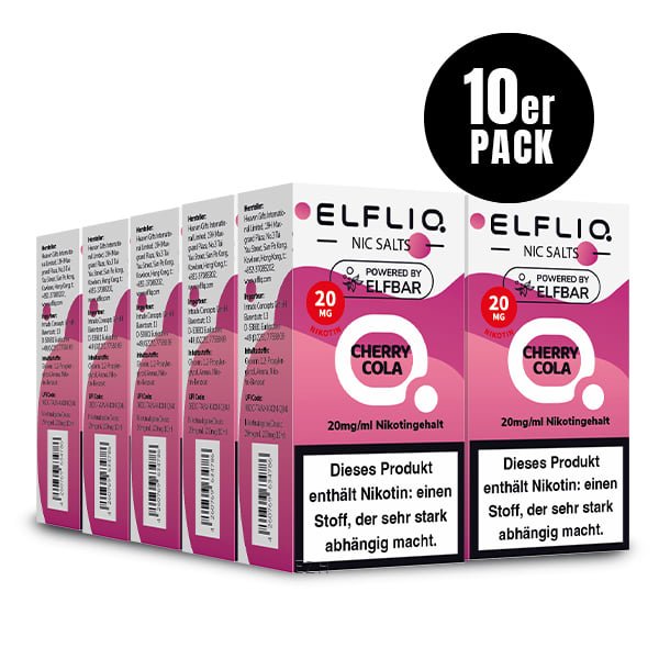 Elfliq Cherry Cola 20mg - 10x Sparpaket Nikotinsalz Liquid by Elfbar mit 10 Packungen (10er Pack)