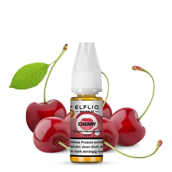 Elfliq Cherry 10mg Liquid Flasche mit Kirschen