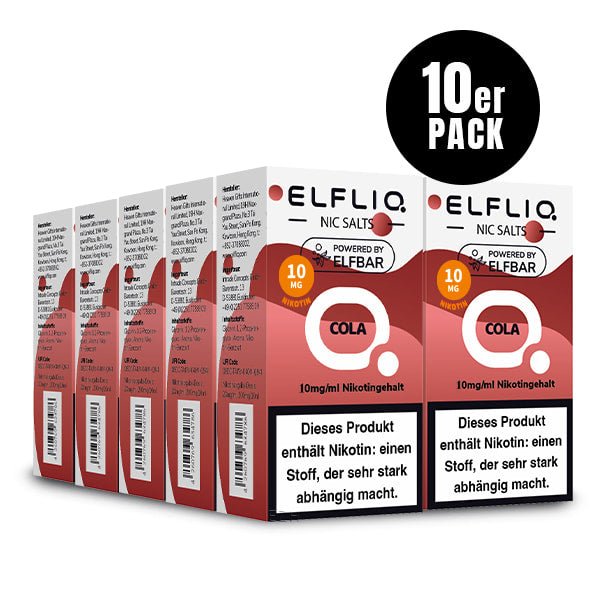 Elfliq Cola 10mg - 10x Sparpaket Nikotinsalz Liquid by Elfbar mit 10 Packungen (10er Pack)