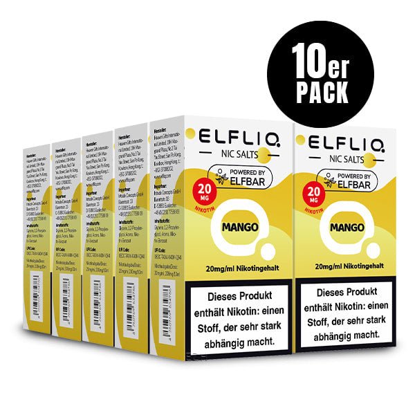 Elfliq Mango 20mg - 10x Sparpaket Nikotinsalz Liquid by Elfbar mit 10 Packungen (10er Pack)