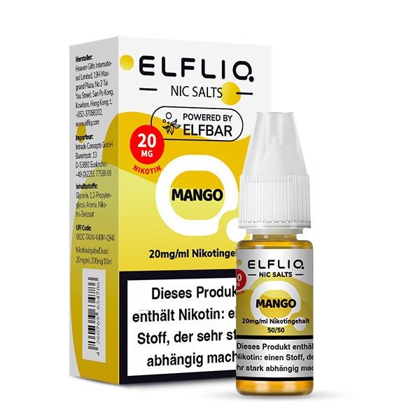 Elfliq Mango 20mg – Nikotinsalz Liquid Flasche mit Verpackung