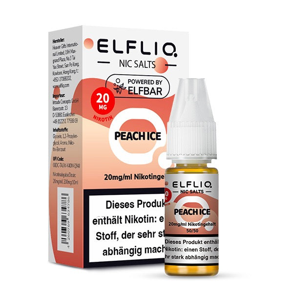 Elfliq Peach Ice 20mg – Nikotinsalz Liquid Flasche mit Verpackung