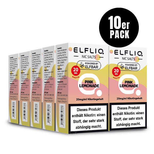Elfliq Pink Lemonade 20mg - 10x Sparpaket Nikotinsalz Liquid by Elfbar mit 10 Packungen (10er Pack)