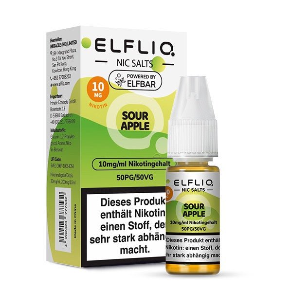  Elfliq Sour Apple 10mg Liquid mit Verpackung
