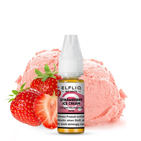 Elfliq Strawberry Ice Cream 20mg Flasche mit Erdbeeren und Eiscreme