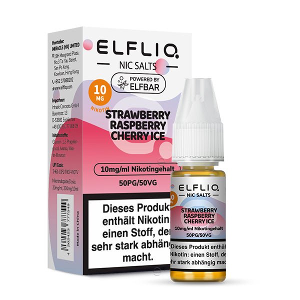 Elfliq Strawberry Raspberry Cherry Ice 10mg Liquid mit Verpackung