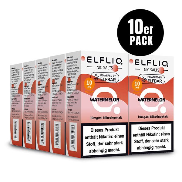 Elfliq Watermelon 10mg - 10x Sparpaket Nikotinsalz Liquid by Elfbar mit 10 Packungen