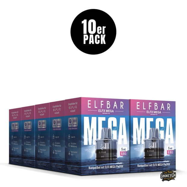 10x Sparpaket Elfbar ELFX MEGA Pods 0.8 Ohm 5ml - mehrere Packungen als Vorratsset, kompatibel mit ELFX MEGA