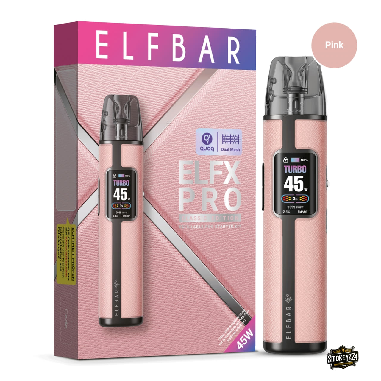 Elfbar ELFX Pro Refillable Kit Pink mit Verpackung