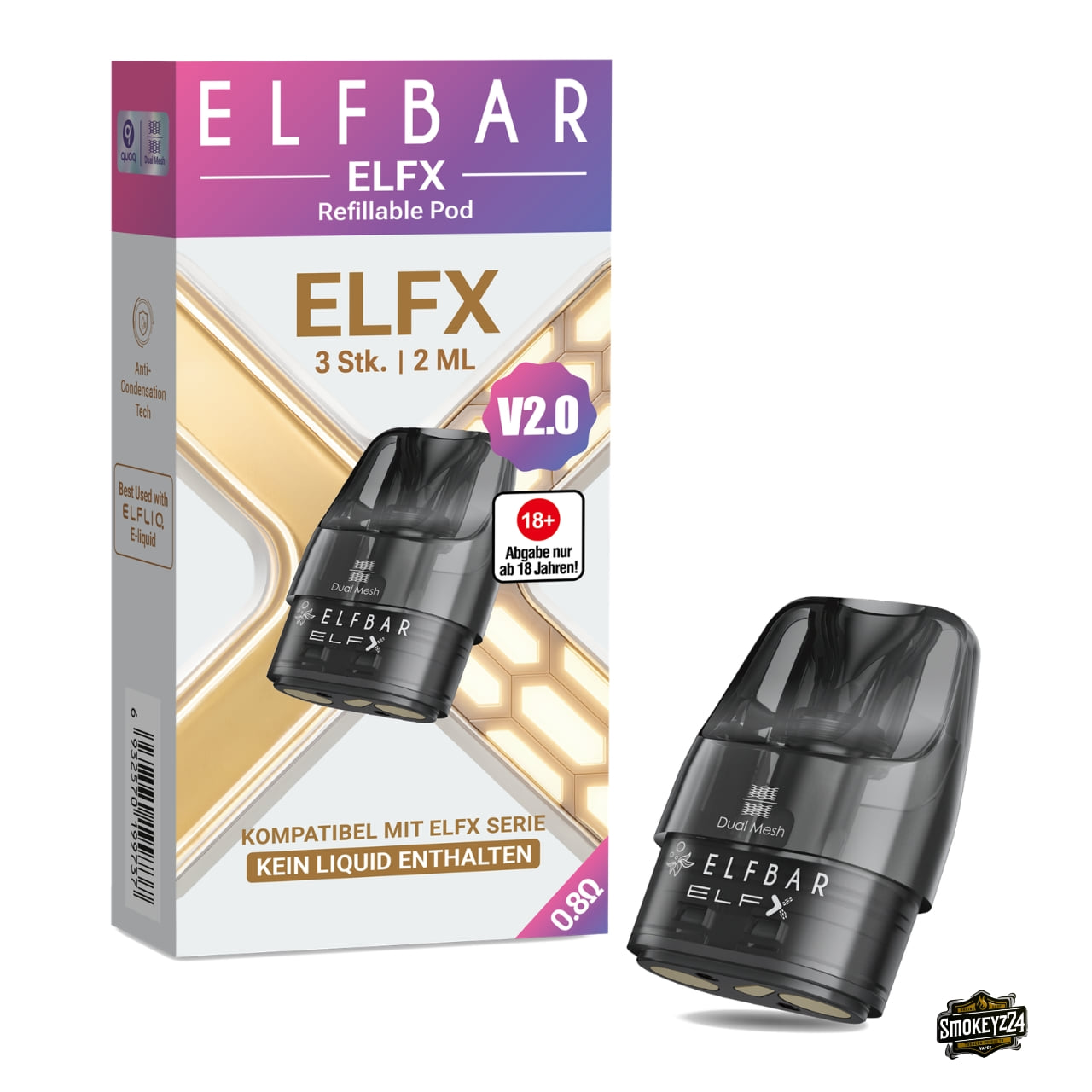 Elfbar ELFX V2 Refill Pod 0.8 Ohm 3er Packung mit Dual Mesh Pod