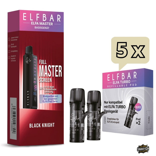 Elfbar Elfa Master Bundle mit Akku Basisgerät und 5x 2er Pack Turbo Refillable Pods 0.8 Ohm