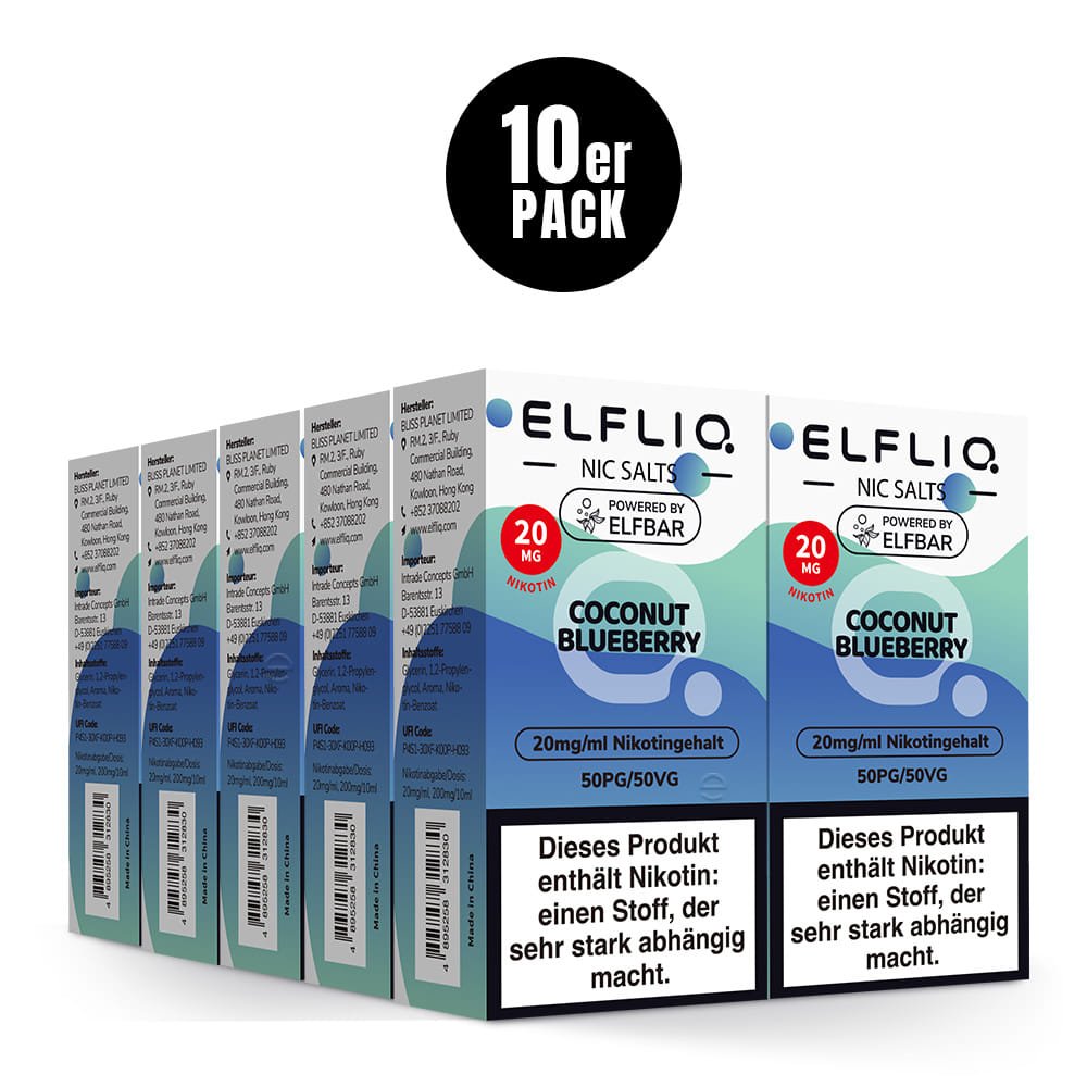 Elfliq Coconut Blueberry 20mg 10x Sparpaket Nikotinsalz Liquid by Elfbar - 10er Pack Produktbild