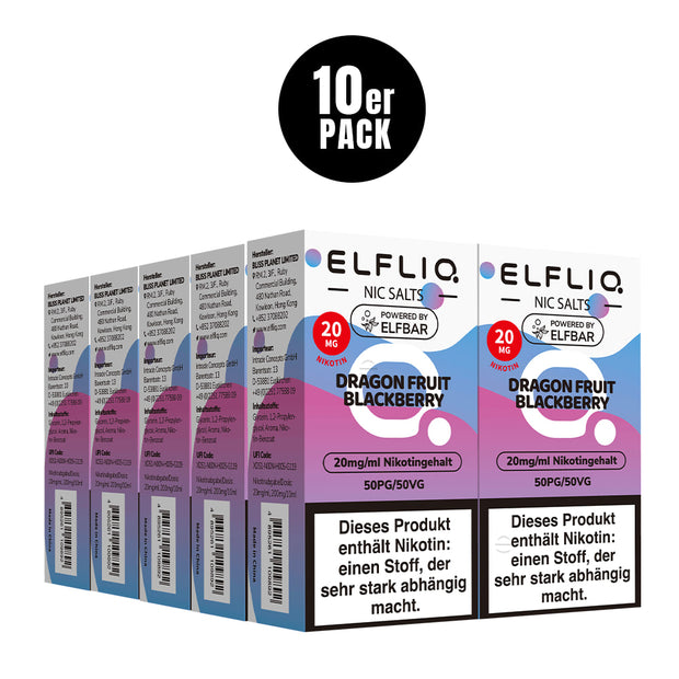 Elfliq Dragon Fruit Blackberry 20mg – 10x Sparpaket mit zehn 10-ml-Flaschen