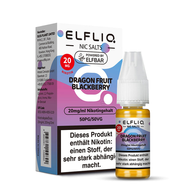Elfliq Dragon Fruit Blackberry 20mg – 10-ml-Flasche mit Verpackung