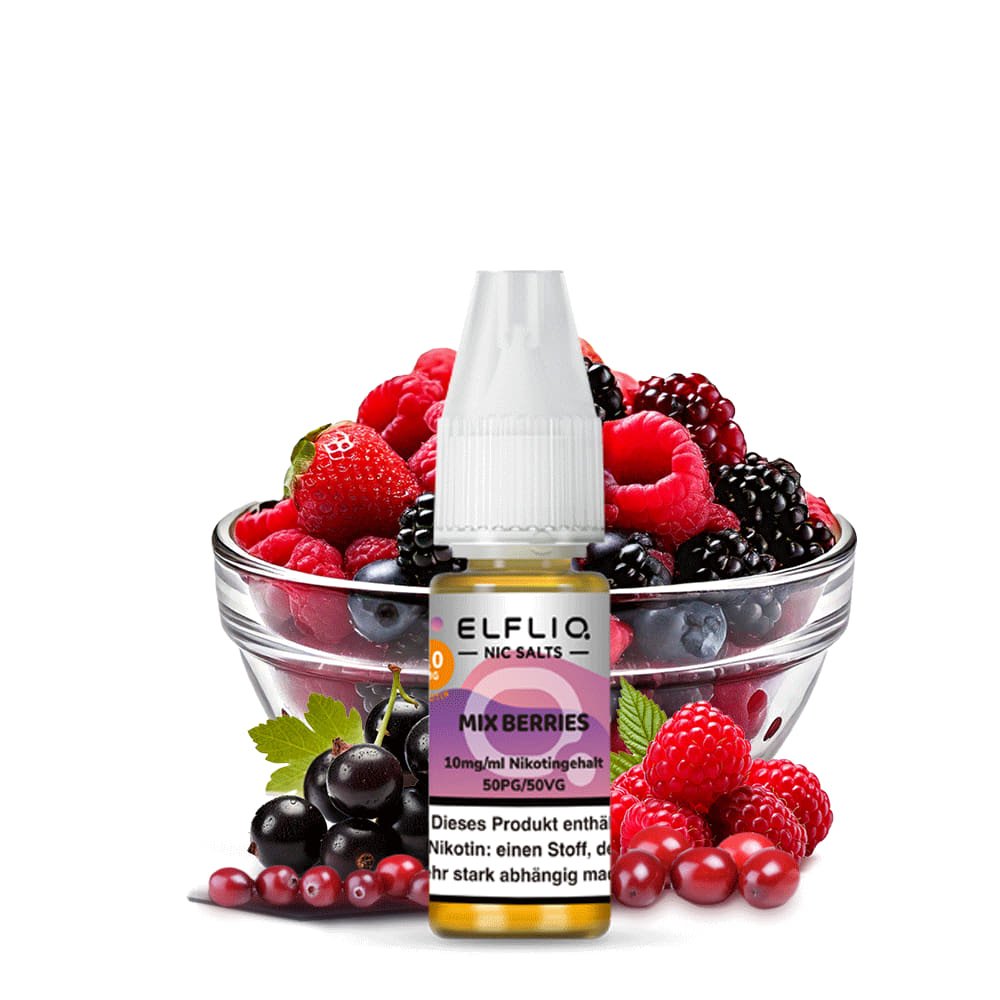 Elfliq Mix Berries 10mg Liquidflasche vor Beerenmix - fruchtiger Berries Geschmack