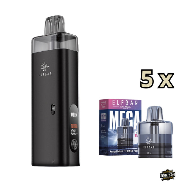 Elfbar ELFX MEGA Bundle mit Refillable Pod Kit und 5x 0.6 Ohm 10ml Leerpods