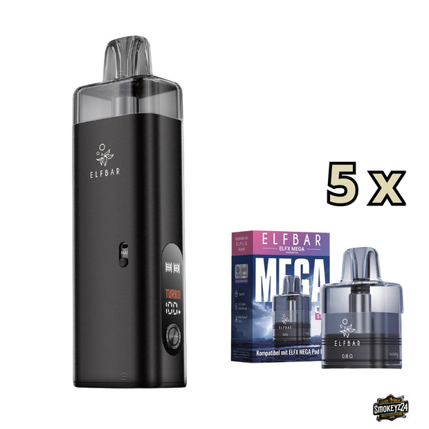 Elfbar ELFX MEGA Bundle mit Refillable Pod Kit und 5x 0.8 Ohm 10ml Leerpods