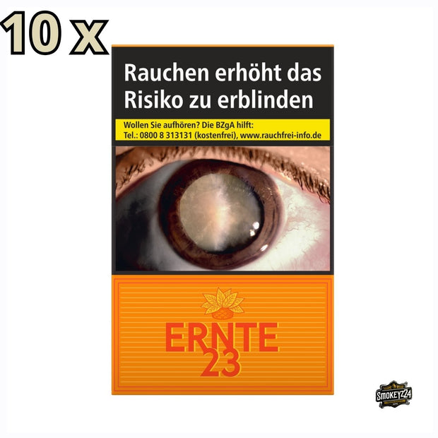 Stange Ernte 23 Zigaretten mit 10 Packungen in roter Verpackung mit ikonischem Retro-Design