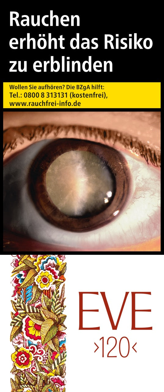 EVE 120 Zigarettenschachtel – Vorderansicht mit stilvollem Design