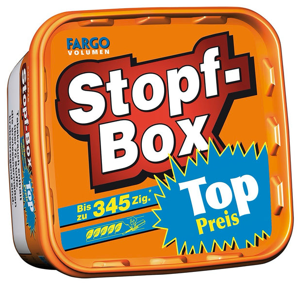 Fargo Volumen Stopfbox 150g – Frontansicht der großen Volumen-Tabakbox für effizientes Stopfen in Full-Flavor-Qualität