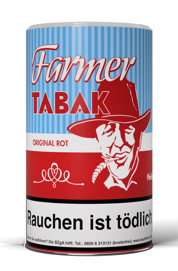 Farmer Tabak Original Rot Pfeifentabak 160g Dose – mittelkräftige Mischung aus Virginia, Burley und Orient, ohne Aromatisierung.