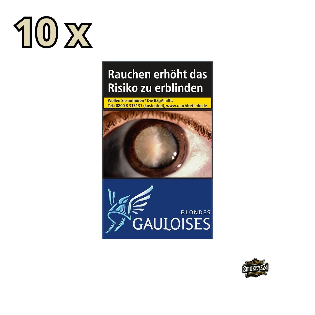 Stange Gauloises Blondes Blau Zigaretten mit ikonischer gallischer Helm-Verpackung in Blau