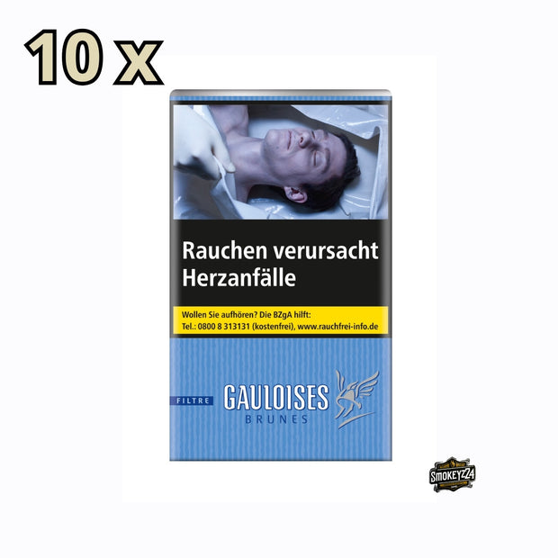 Gauloises Brunes Filtre Zigaretten Stange mit 10 Packungen à 20 Filterzigaretten im traditionellen dunkelblauen Design