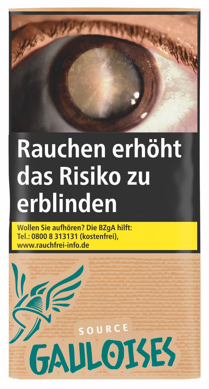 Gauloises Source Bronze Drehtabak 30g Pouch in bronzefarbener Verpackung auf weißem Hintergrund