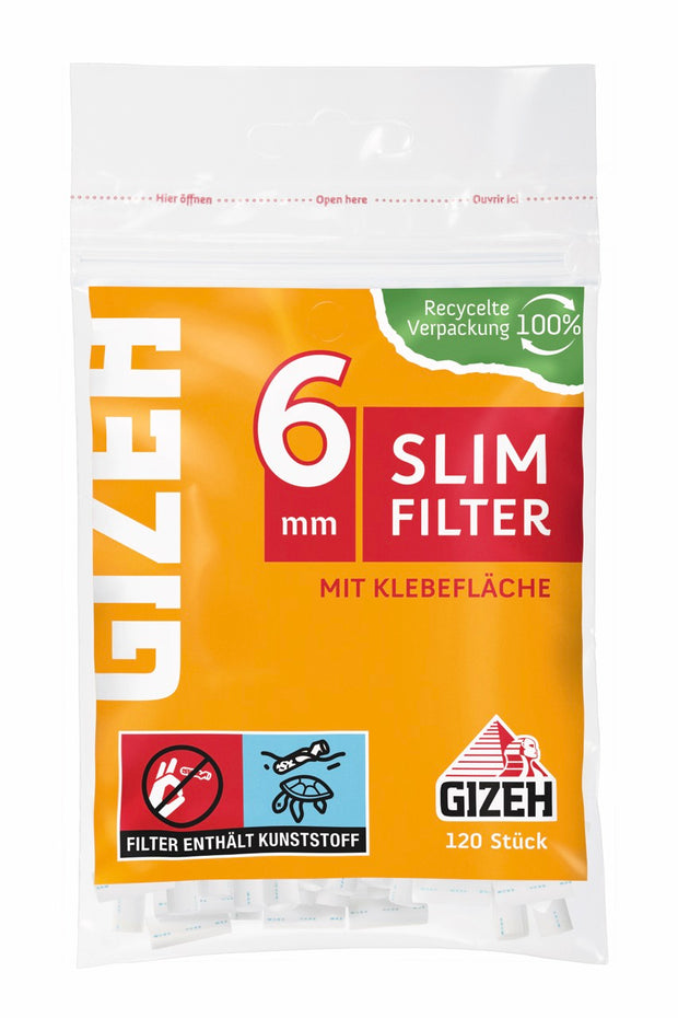 GIZEH Slim Filter 6mm 120er Beutel frontal fotografiert