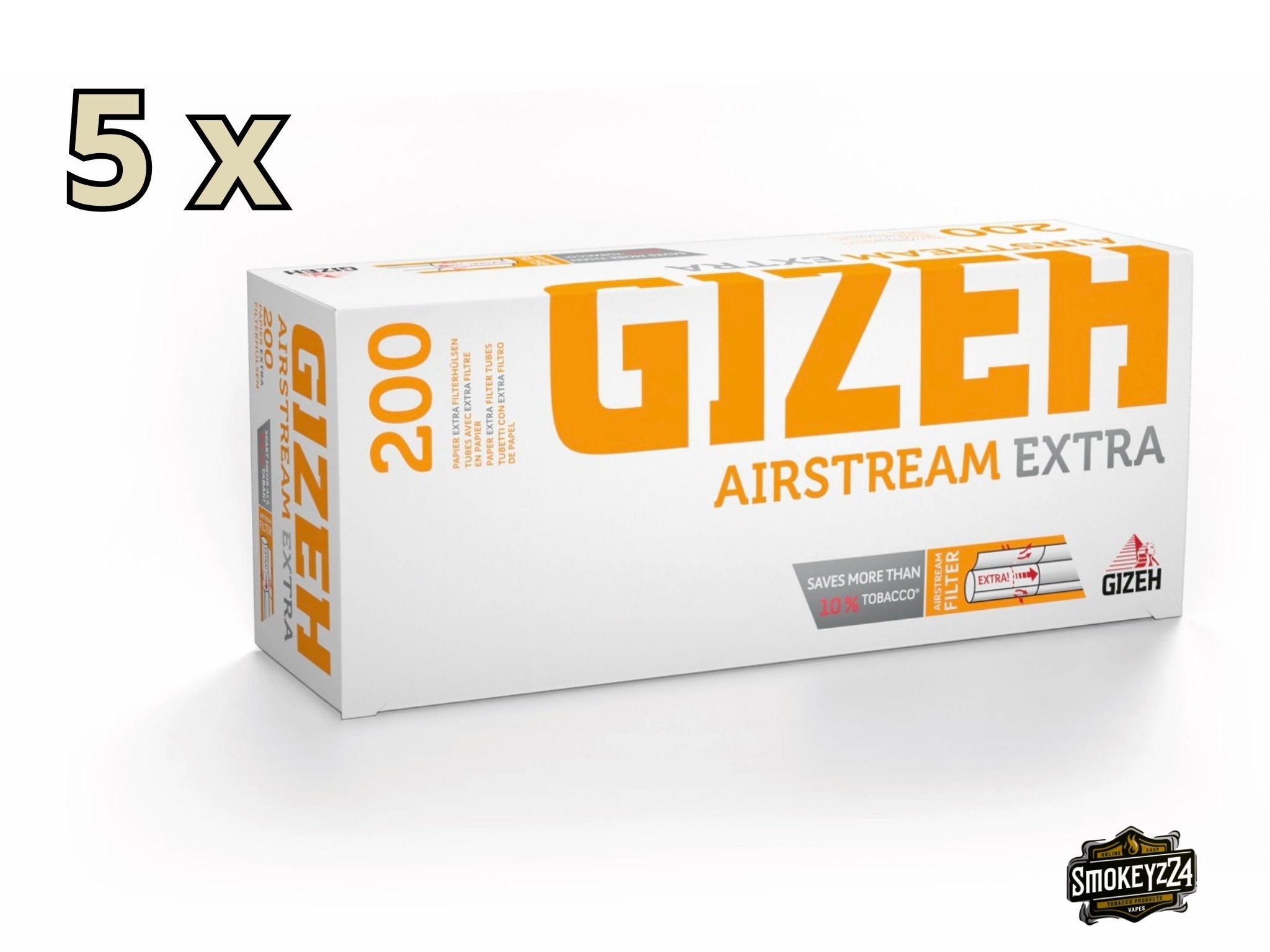 Gizeh Airstream Extra Hülsen Sparpaket – leicht seitlich dargestellte Verpackungen mit Airstream-Technologie