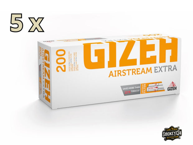 Gizeh Airstream Extra Hülsen Sparpaket – leicht seitlich dargestellte Verpackungen mit Airstream-Technologie