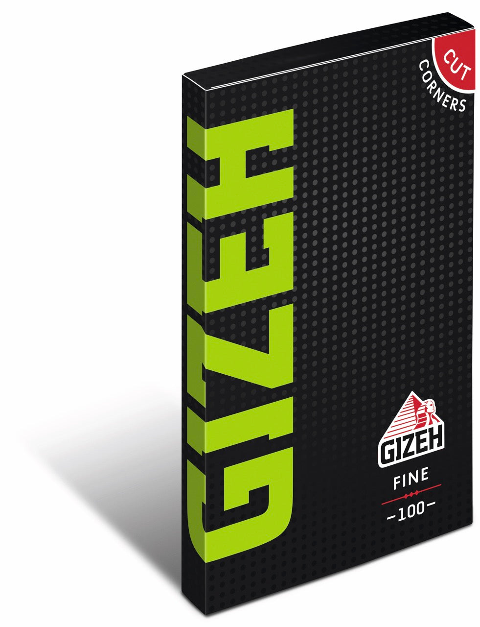 GIZEH Black Fine Original Schwarz Grün Blättchen 100 Blatt Packung frontal fotografiert