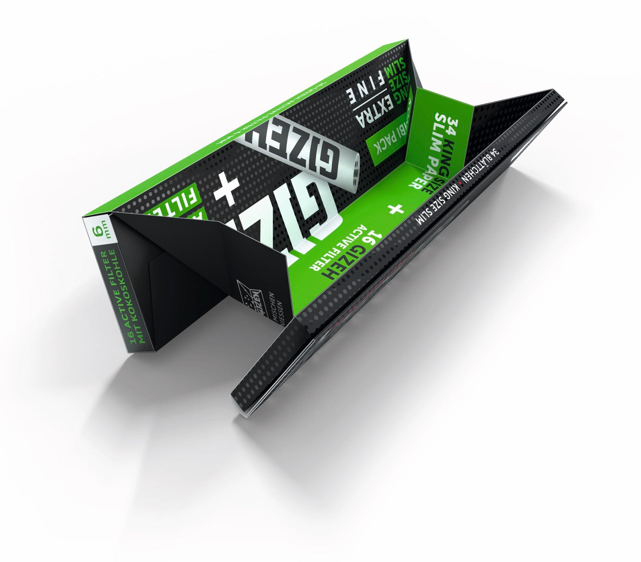 GIZEH Black King Size Slim + Active Filter, Packung geöffnet als Mischschale verwendet