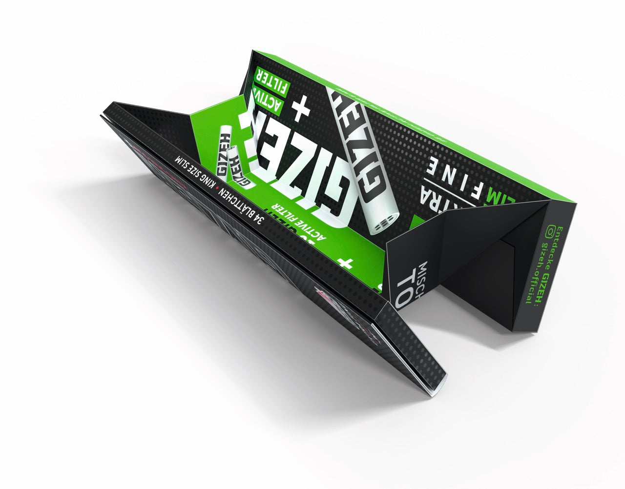 GIZEH Black King Size Slim + Active Filter, Packung geöffnet als Mischschale verwendet