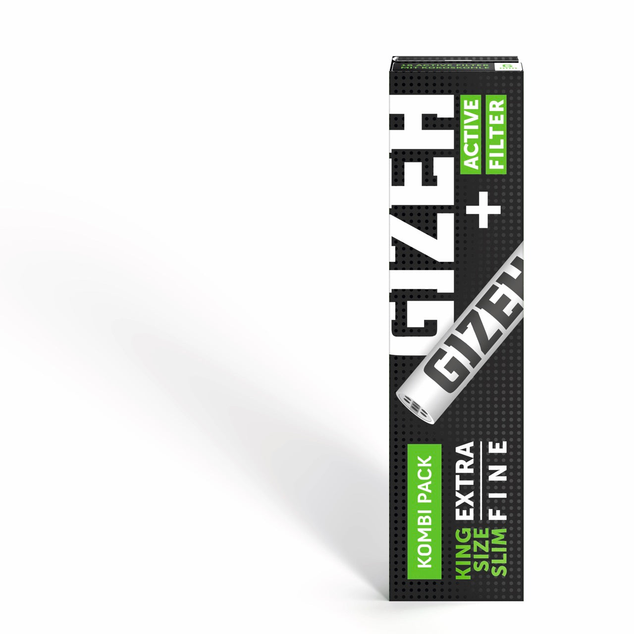 GIZEH Black King Size Slim + Active Filter Packung, geschlossen, frontal fotografiert