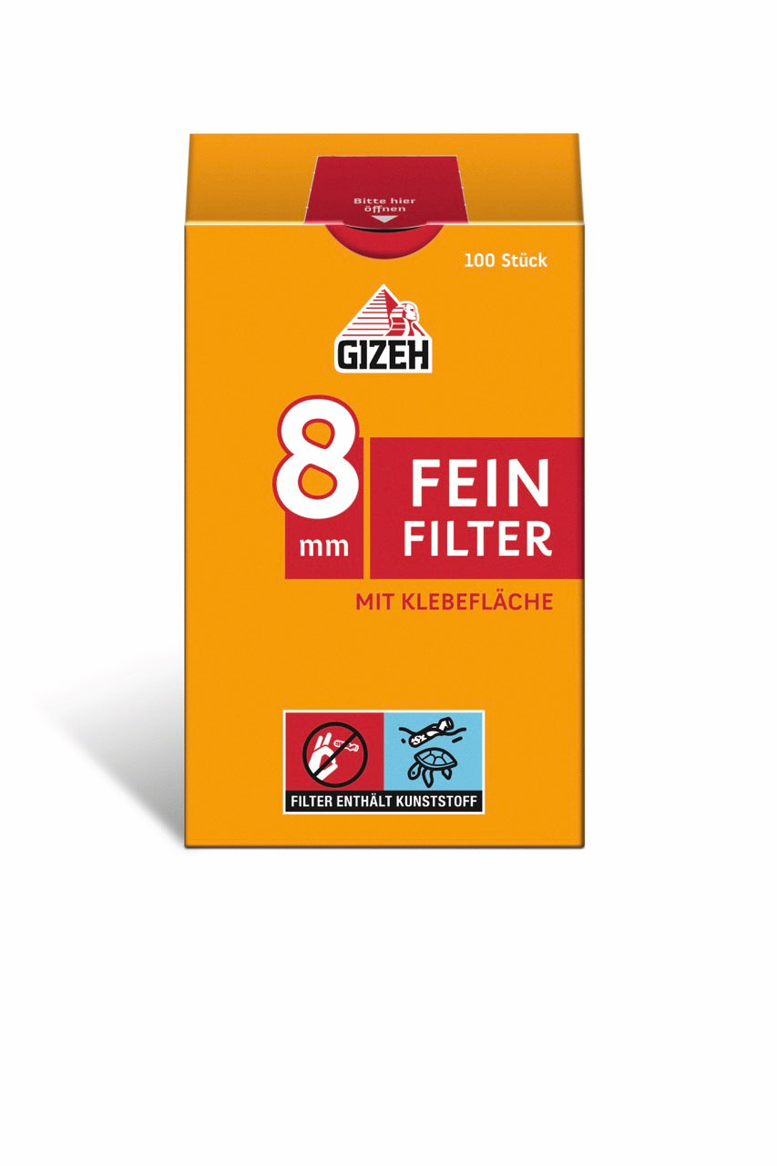 GIZEH Feinfilter 8mm 100er Packung frontal fotografiert