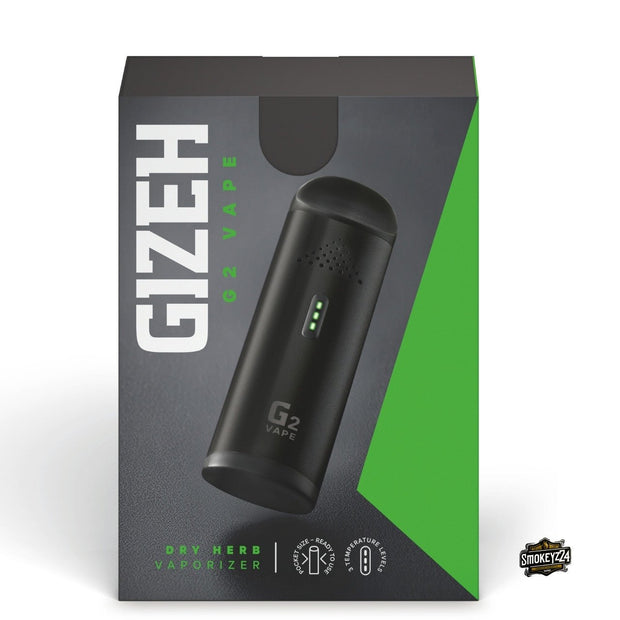 Verpackung des GIZEH G2 Vape Vaporizer mit Gerät auf dunklem Hintergrund