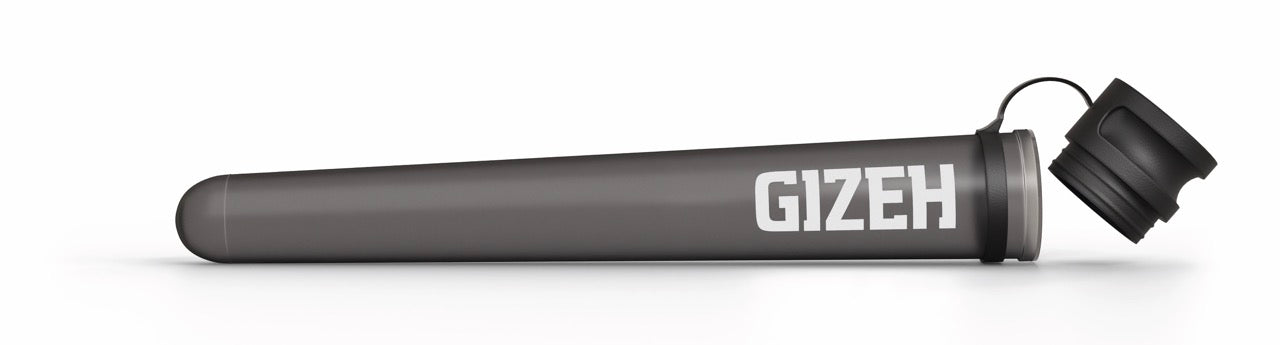 GIZEH Joint Tube 24er Karton – Seitenansicht mit geöffnetem Deckel und sichtbarem Branding