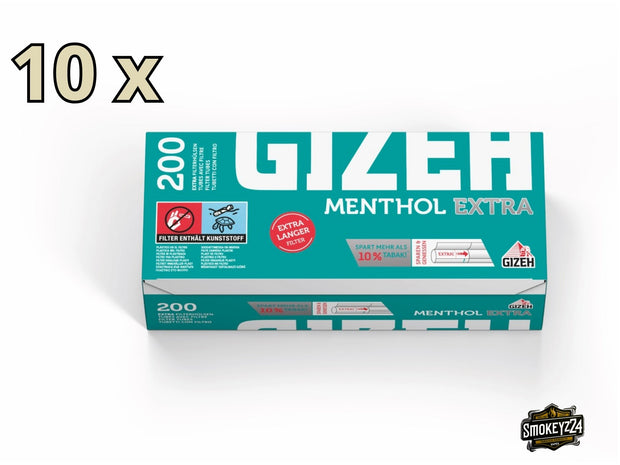 Gizeh Menthol Extra Hülsen – 10x200 Filterhülsen im Sparpaket mit frischem Mentholgeschmack