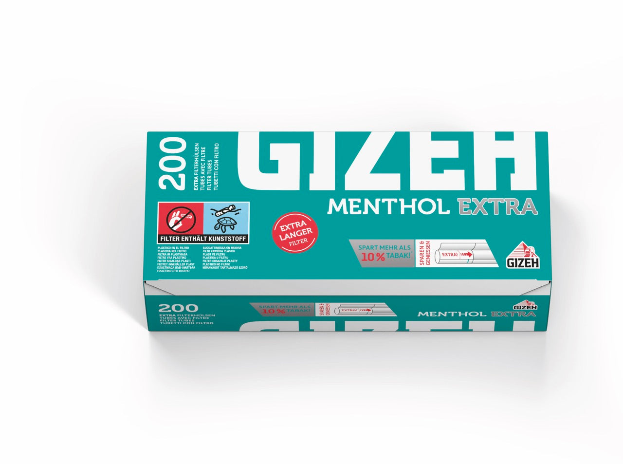 Gizeh Menthol Extra Hülsen – 200 Filterhülsen in aromatisierter Qualität mit langem Filter