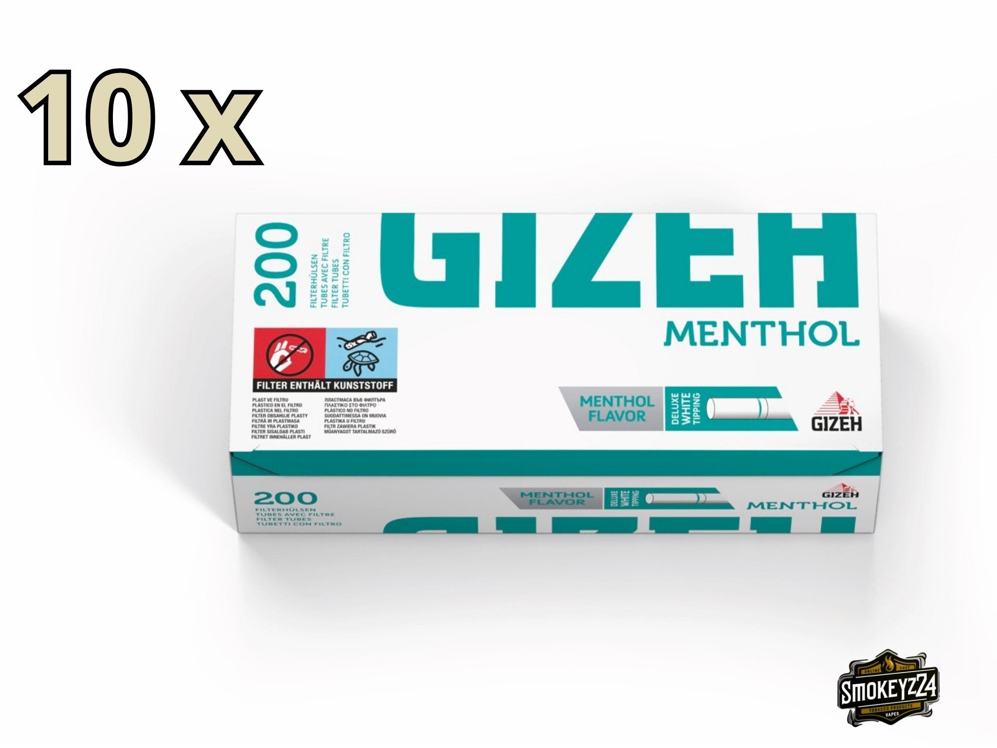 Gizeh Menthol Filterhülsen – Sparpaket mit 10x200 Hülsen in aromaversiegelter Verpackung mit Mentholfilter