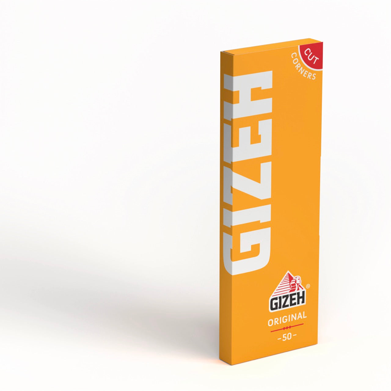 GIZEH Original Orange Blättchen 50 Blatt Einzelpackung seitlich fotografiert