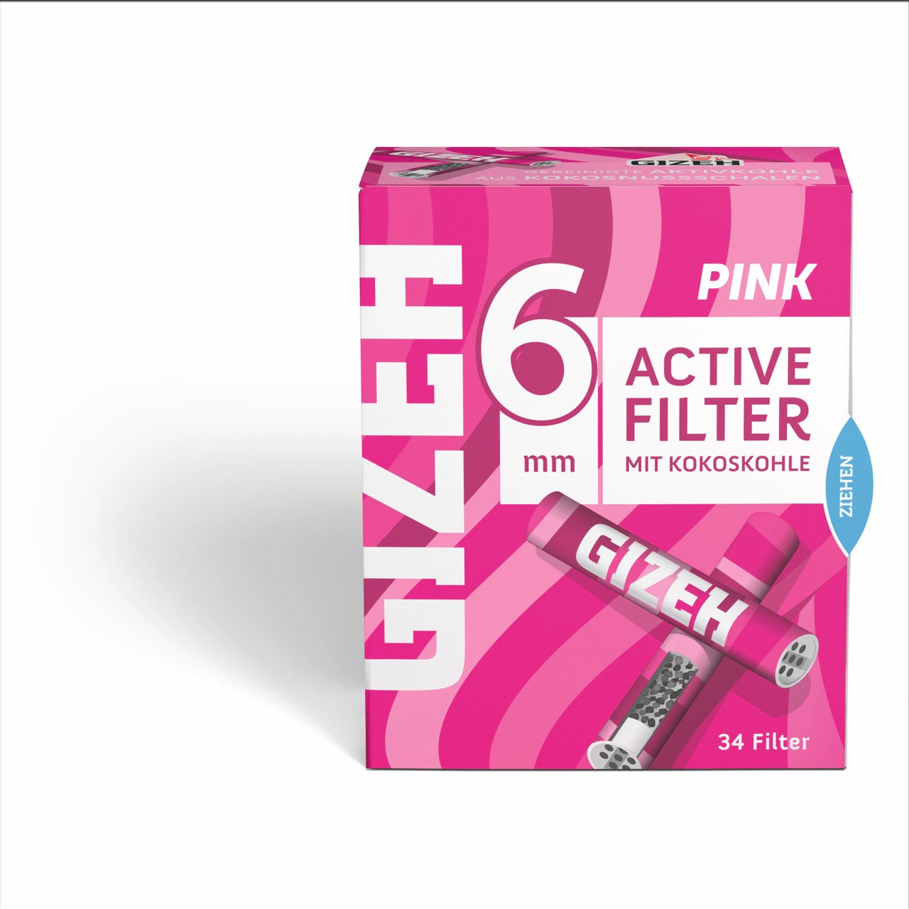 GIZEH All Pink Active Filter 6mm 34er Packung frontal fotografiert