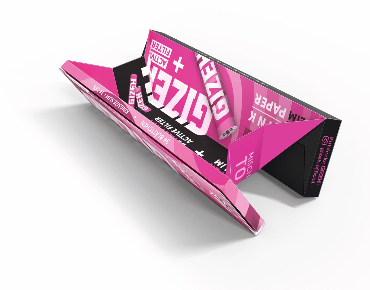 GIZEH Pink King Size Slim + Active Filter, Packung geöffnet als Mischschale verwendet