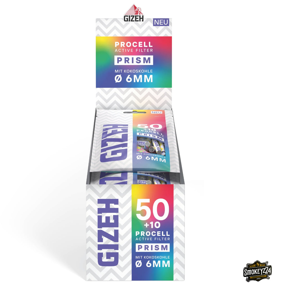 GIZEH ProCell Active Filter 6mm Prism - 10er Karton mit 60er Beuteln von vorne