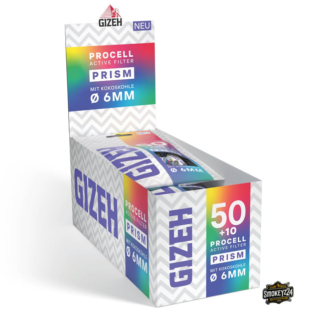 GIZEH ProCell Active Filter 6mm Prism - 10er Karton mit 60er Beuteln seitlich