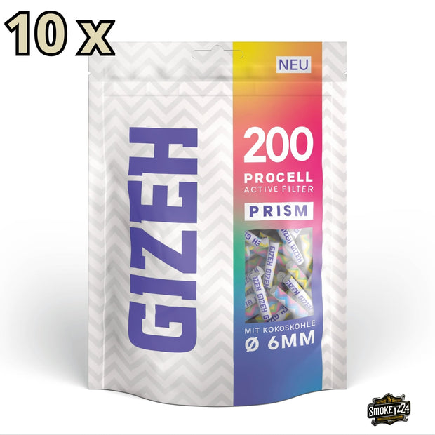 GIZEH ProCell Active Filter 6mm Prism - Umkarton mit 10 x 200er Beuteln von vorne